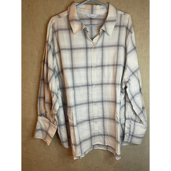 Encore Idina Menzel Plaid Button Down‎ Shirt Long Sleeve Oversized 3X - Picture 1 of 6